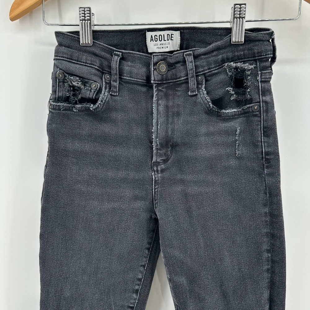 AGOLDE Los Angeles Premium Ankle Jeans Womens 26 Black Denim Distressed Stretch